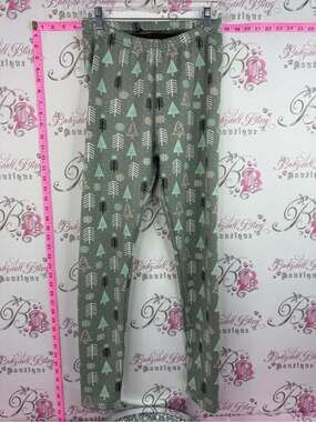 Just cozy leggings fleece lined Women's Green Holiday Tree Print Leggings